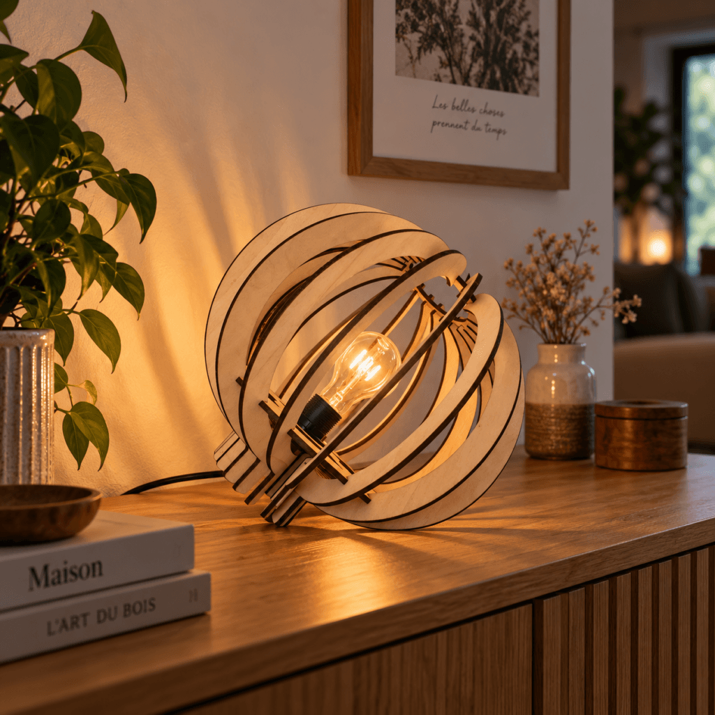 Lampe en bois Éclosion à poser – Création50 Brignais